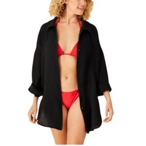 shade and shore oversized gauze button shirt cover up XL